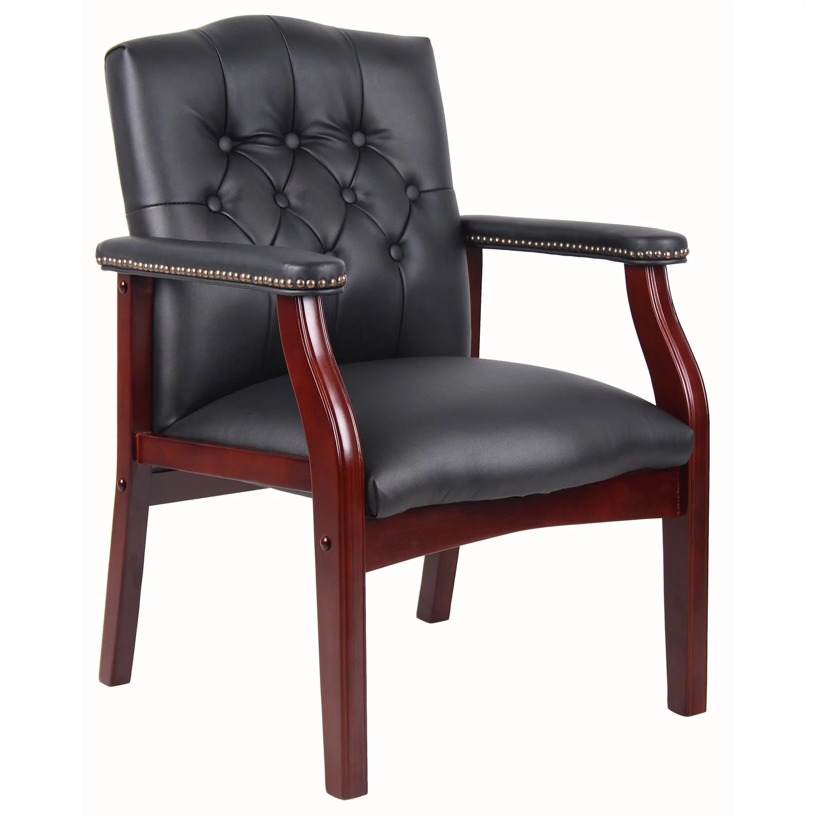 Leather Reception Guest Chairs W/Padded Seat and Arms Ergonomic Mid-Back Office Executive Side Chair for Meeting Waiting Room Conference Office Guest