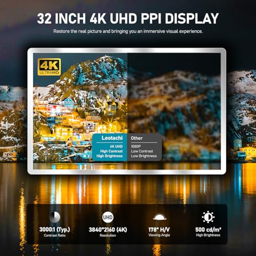 32 inch IP66 Waterproof Android 13 Smart Mirror TV for Bathroom and Bedroom - 4K UHD, Digital Mirror Built-in Voice Assistant, ATSC Tuner, Bluetooth