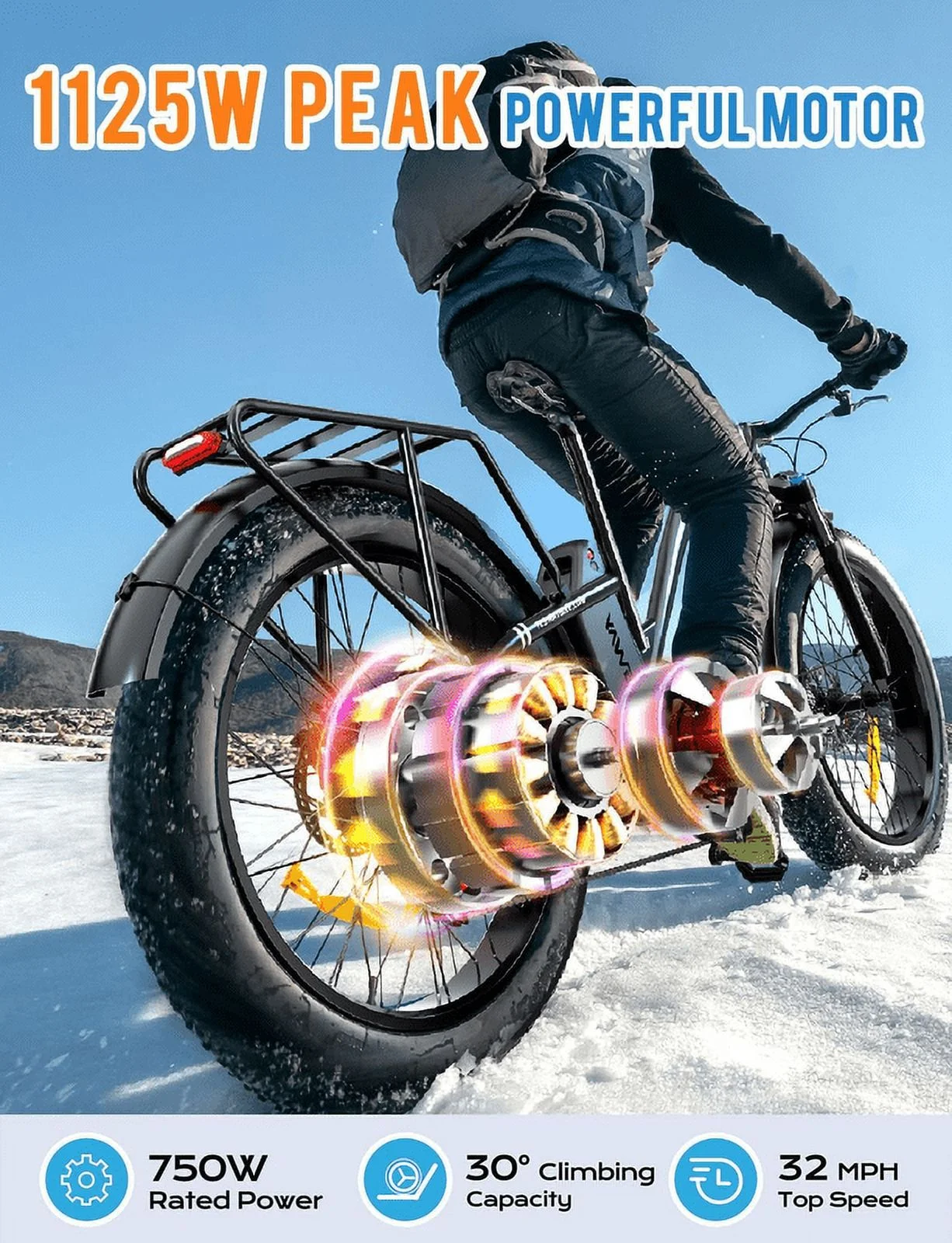 TESWAY S7 Fat Tire Electric Bike, 48V 20AH Long Range E Bike For Adults,【Advanced Adjustable Stem】26 X4.0" Snow Beach Mountain Electric Cruiser Bike