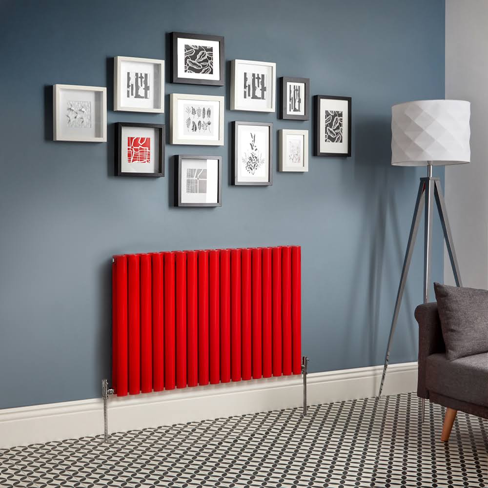 Hudson Reed Revive - Hot Water Radiator - Choice of Sizes - Horizontal European Design - Red