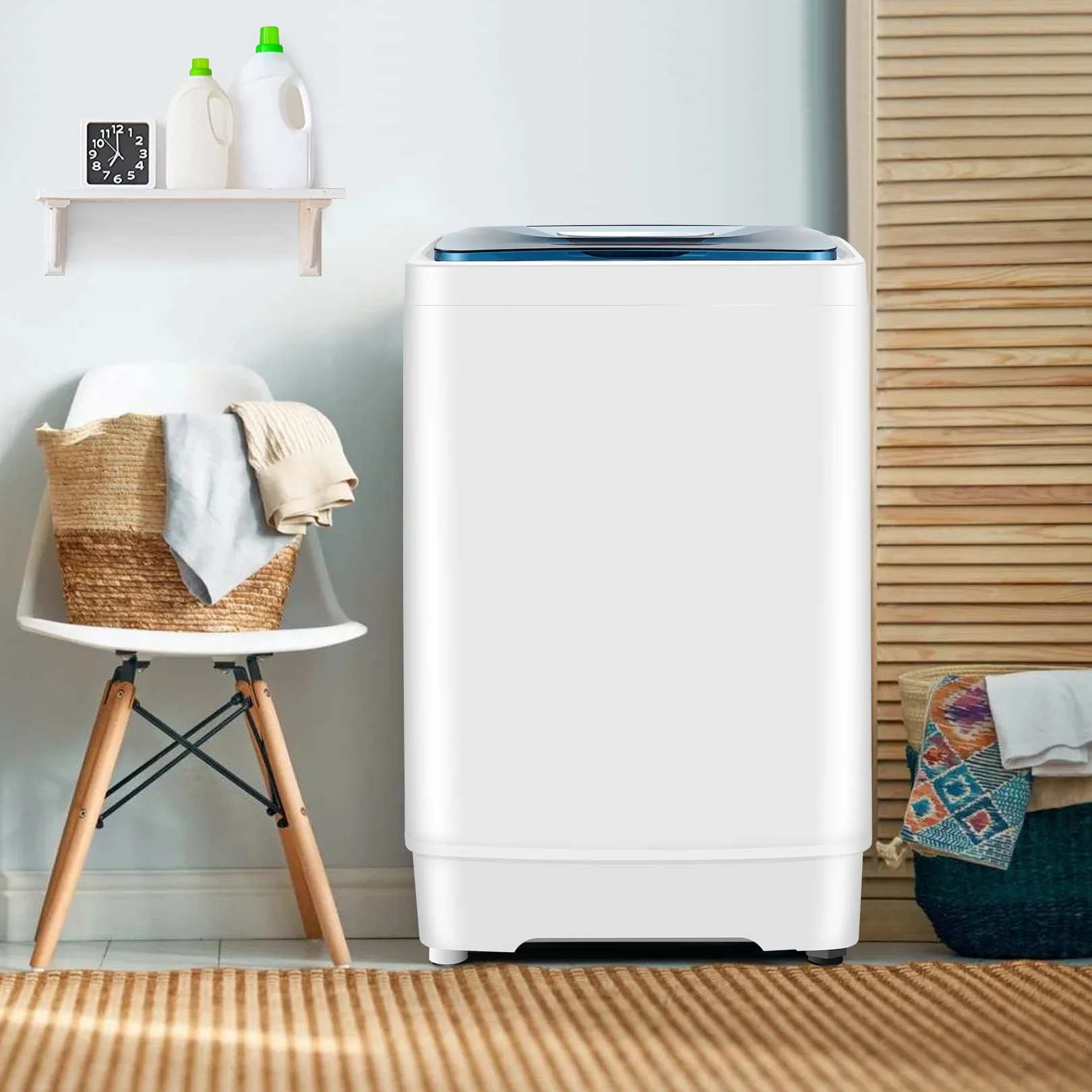 Qhomic Fully Automatic Washing Machine, 17.8lb Large Capacity Portable Washing Machine with Dual Inlets for Hot and Cold Water