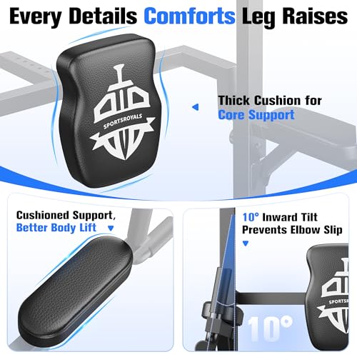Sportsroyals Pull Up Bar Dip Station Power Tower Assistive Trainer Multi-Function Home Gym Strength Training Fitness Equipment 450LBS