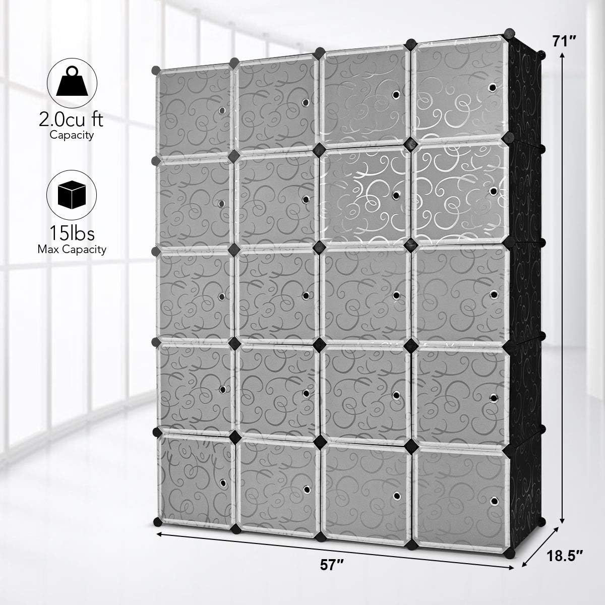 Tangkula Cube Storage Organizer, Cube Closet Storage Shelves, DIY Plastic PP Closet Cabinet, Modular Bookcase