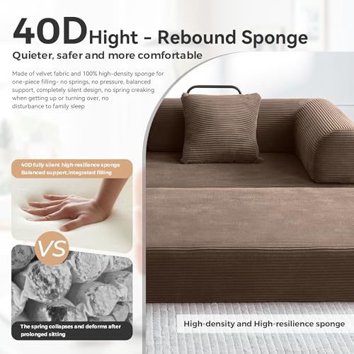 Convertible Sleeper Sofa Bed with Cylindrical Pillow, Comfy Foldable Sofa Bed Compressed Sofa in Box