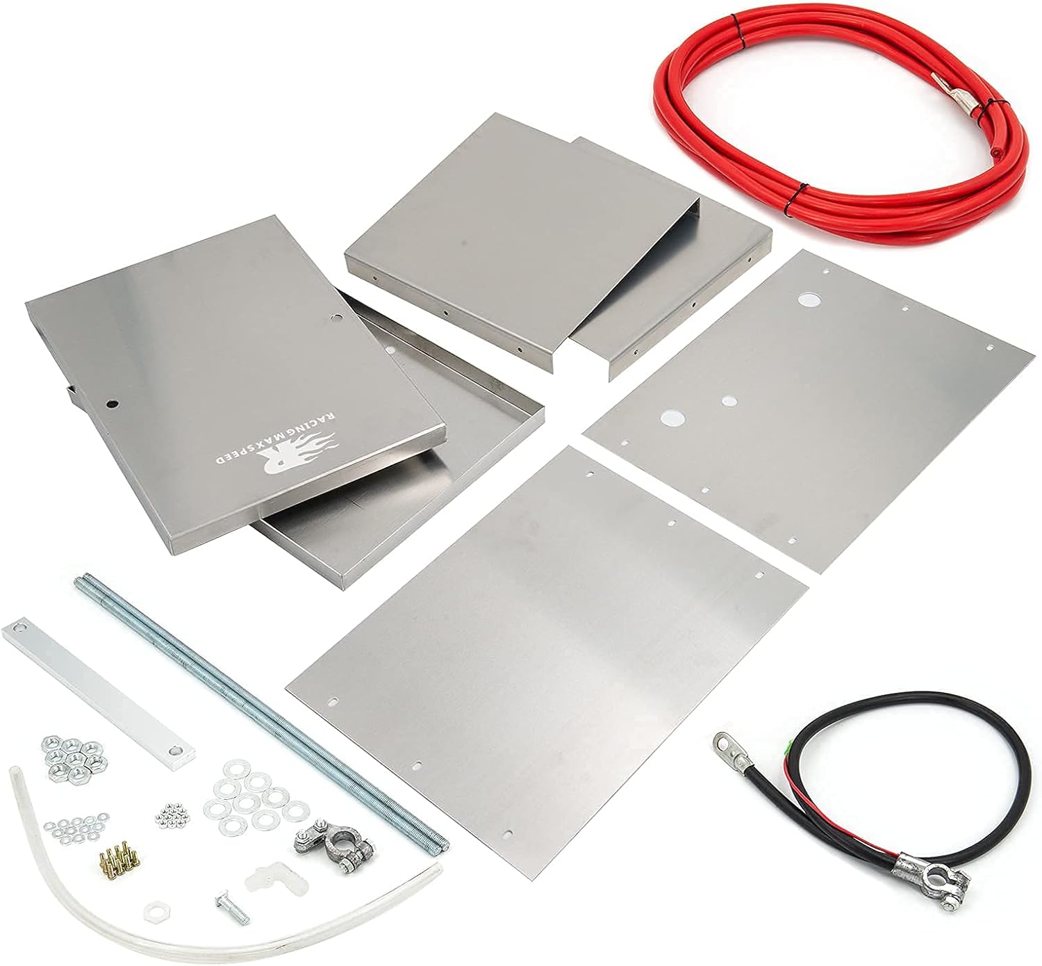 CNRAQR Complete Aluminum Battery Box Relocation Kit Universal Billet Race Off Road Kit fit for all cars