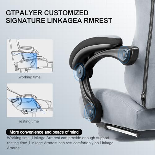 GTPLAYER Gaming Chair, Computer Office Chair with Pocket Spring Cushion, Linkage Armrests and Footrest