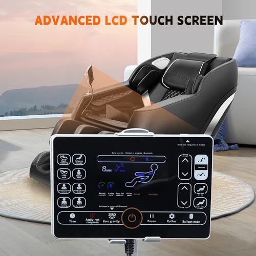 2025 Massage Chair Zero Gravity Full Body Airbags, 8 Fixed Points Massage Rollers with 6 Auto Modes, Bluetooth, Foot Rollers, Heater, Black