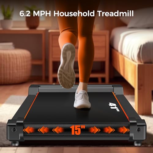 Treadmill with Handles, Portable Small Treadmills for Home and Office, 3.0HP Folding Walking Pad with 300 lbs Capacity, Cup Holder