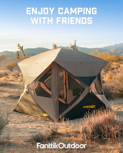 FanttikOutdoor Alpha C4 Ultra Camping Tent 4 Person Pop Up Instant Cabin Setup in 60 Seconds Portable Hub Tent with Rainfly & Windproof for Outdoor