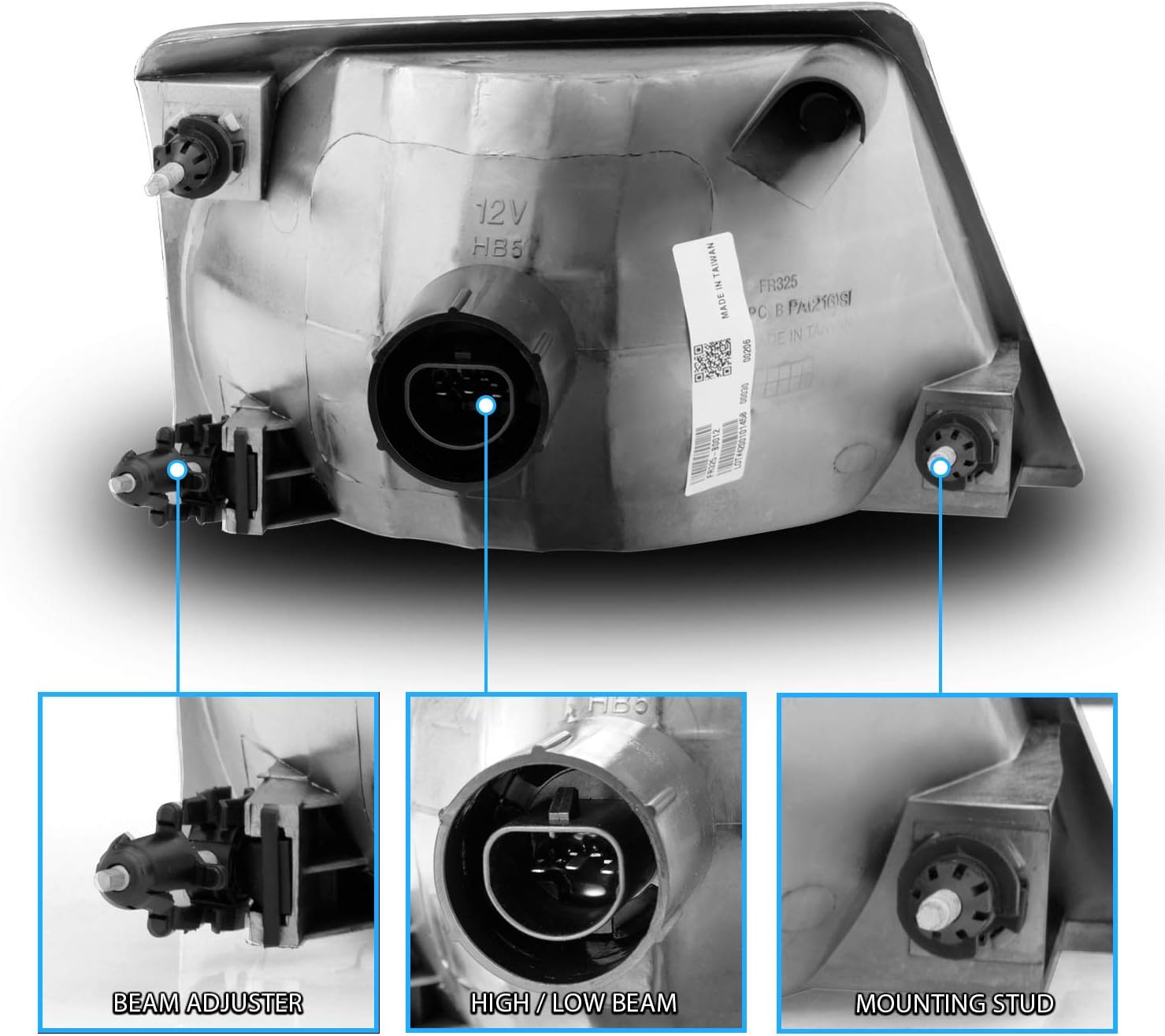 AmeriLite Crystal Replacment Headlights Pair for 1998 1999 2000 Ford Ranger Pickup - Passenger and Driver Side