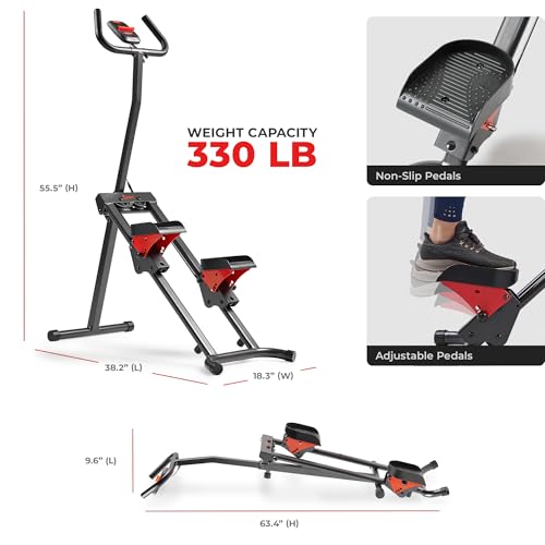 Sunny Health & Fitness Stair Stepper w/Handlebar, Extended Step Range Climber Machine for Legs, Core and Glute Workouts