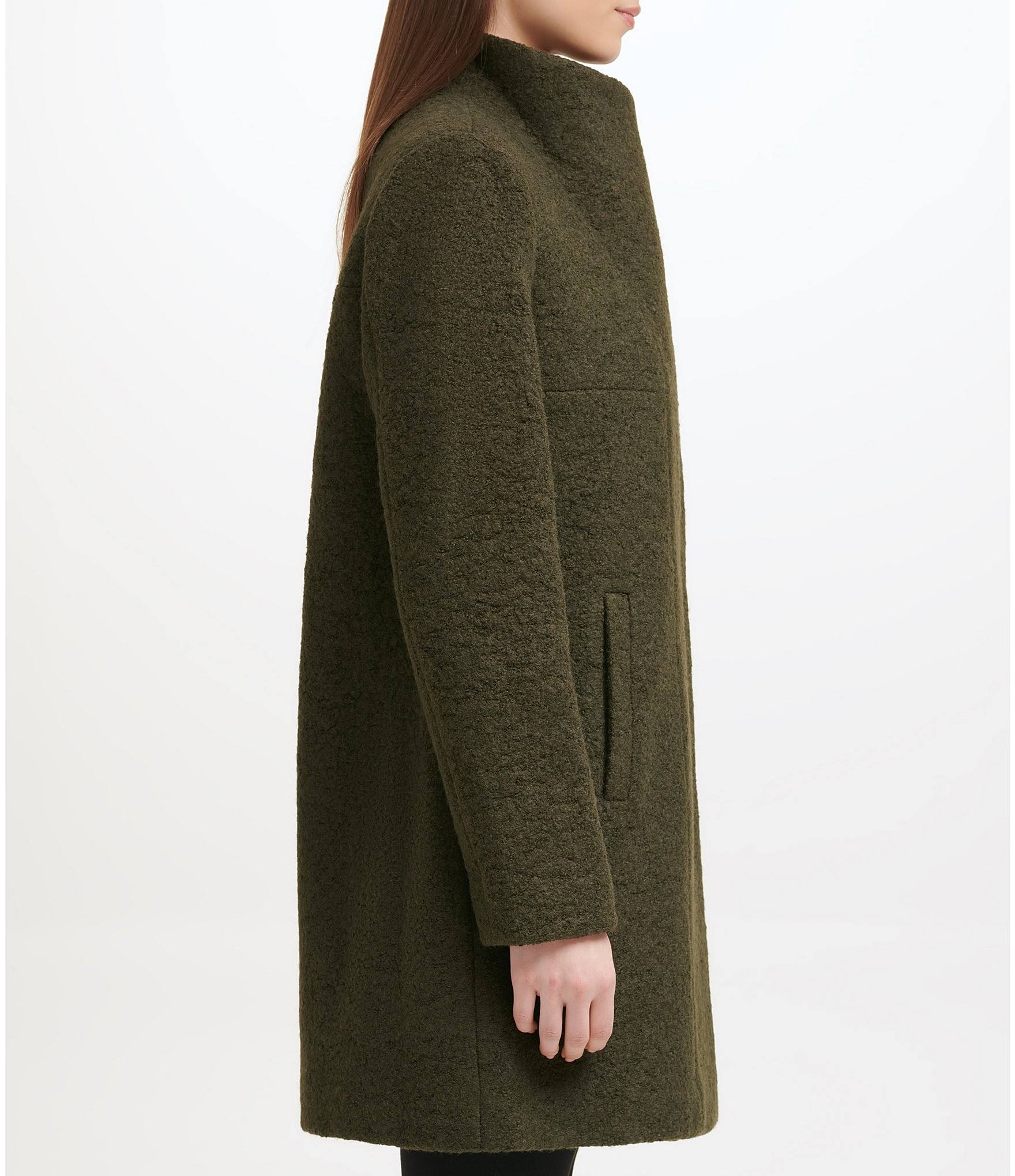 Kenneth Cole Asymmetrical Boucle Walker Coat - Ivy