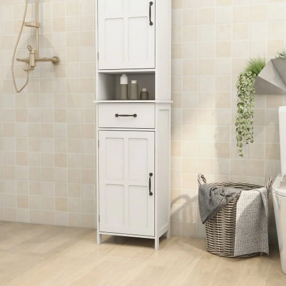 Bathroom Storage Cabinet, Tall Slim Bathroom Cabinet with Door & Drawe for Small Spaces
