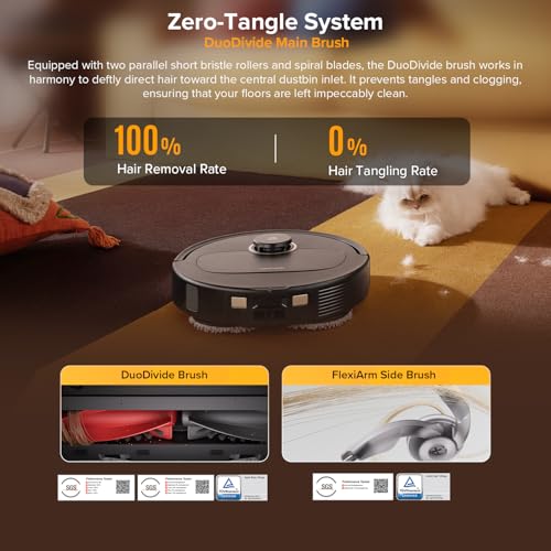 roborock Qrevo S5V Robot Vacuum and Mop, FlexiArm Edge Mopping, 12,000Pa Suction, Dual Zero-Tangle System, Smart Obstacle Avoidance, 10mm Mop Lifting