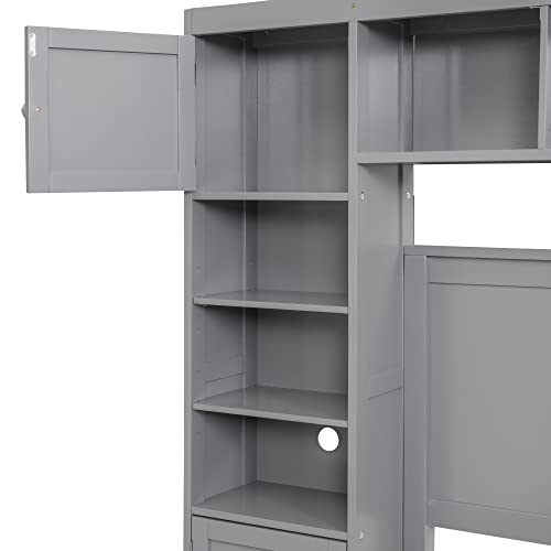 SOFTSEA Full Murphy Bed Wall Beds, Wood White Cabinet Bed 61.5” Foldable Platform Bed with Shelf for Guest Room