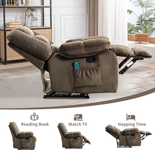 Massage Recliner Chair with Heat and Massage, Soft Fabric Ergonomic Manual Reclining Chairs