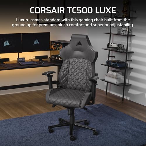 Corsair TC500 Luxe Gaming Chair – Premium Breathable Fabric – Wide Seat – Five-Way Adjustable Armrests – Adjustable Built-in Lumbar Support – 90-160