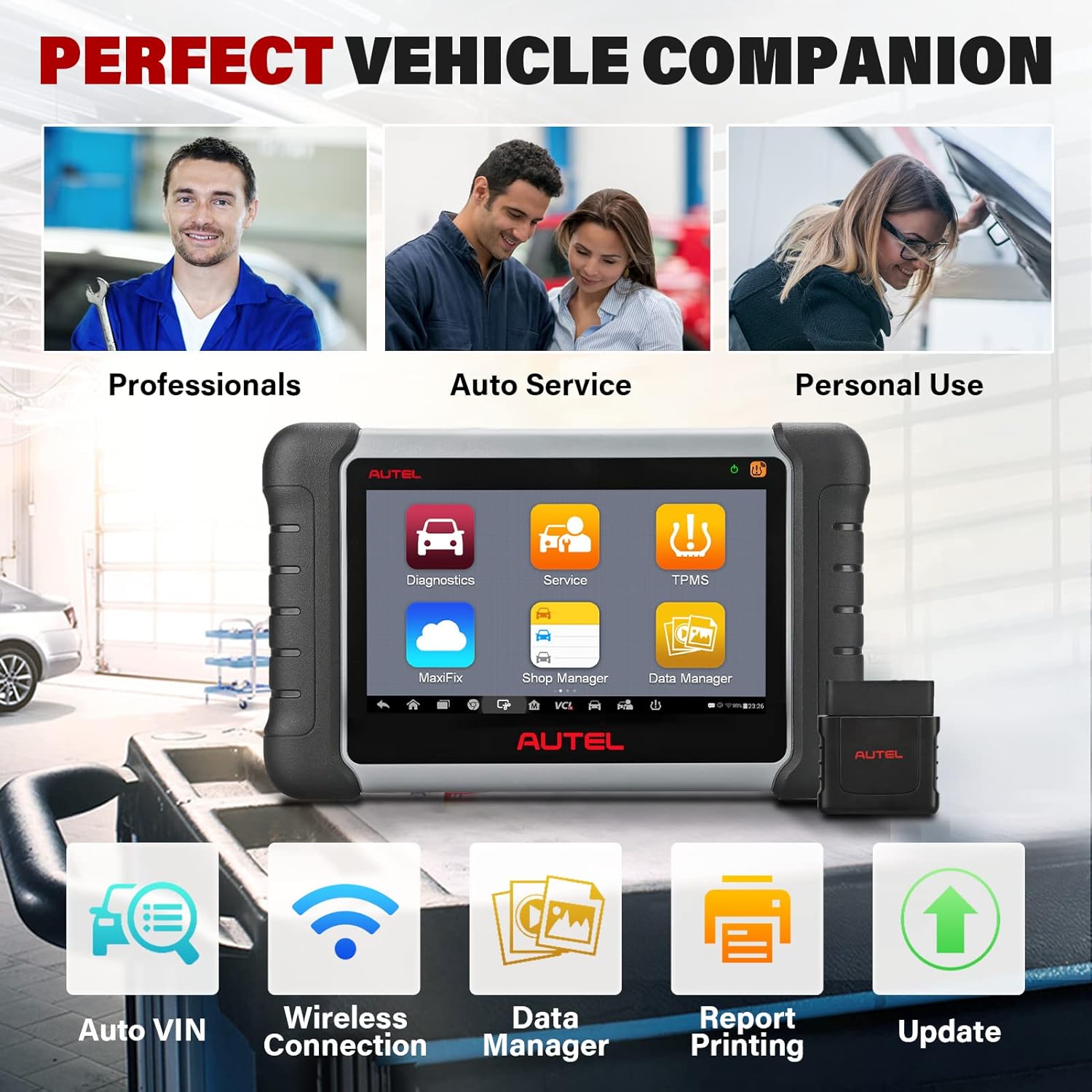 Autel MaxiPRO MP808TS TPMS Diagnostic Scanner, 2022 Newest Scan Tool with Complete TPMS Function, 31+ Services, Bi-Directional Control
