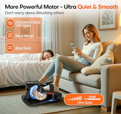 Under Desk Elliptical, Upgraded 6 Adjustable Resistance &15 Speeds Leg Exerciser While Sitting for Seniors with Forward & Reverse Direction