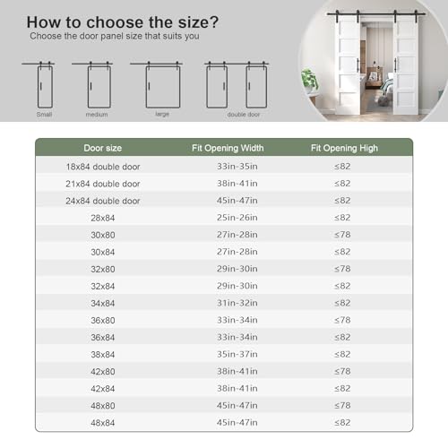 Fredbeck Double 21inx84in White Barn Door and 7FT Sliding Barn Door Hardware Kit Included,Solid,MDF, PVC Surface,DIY Assembly,5-Panel