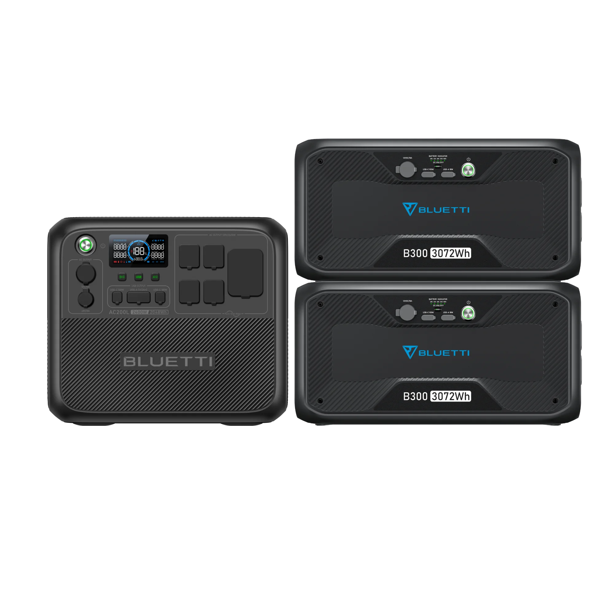 BLUETTI Portable Power Station AC200L and 2 B300 External Battery Modules, Expand to 8192Wh LiFePO4 Battery Backup w/ 4 2400W AC Outlets