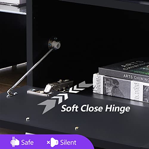 Modern High Gloss LED TV Stand for Flat Screens 50+/55/65 inch TV with Storage and Shelves for Living Room，Table Top Gaming Universal Oversized TV
