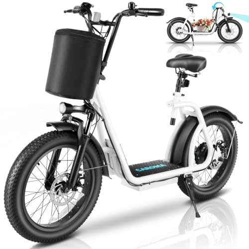 Caroma Peak 800w Electric Scooter Adults 20"X3" Fat Tire, 20 MPH Top Speed & 30 Miles Range, Off-Road E Scooter w/Adjustable Seat & Detachable Basket