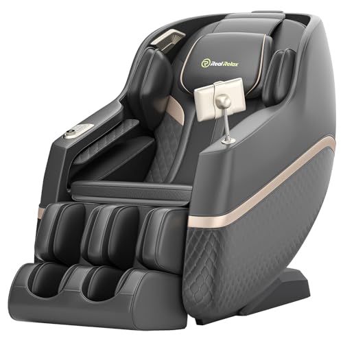 Real Relax Massage Chair, Shiatsu Massage Recliner Chair with Heat Body Scan Bluetooth Foot Roller, F7 Black