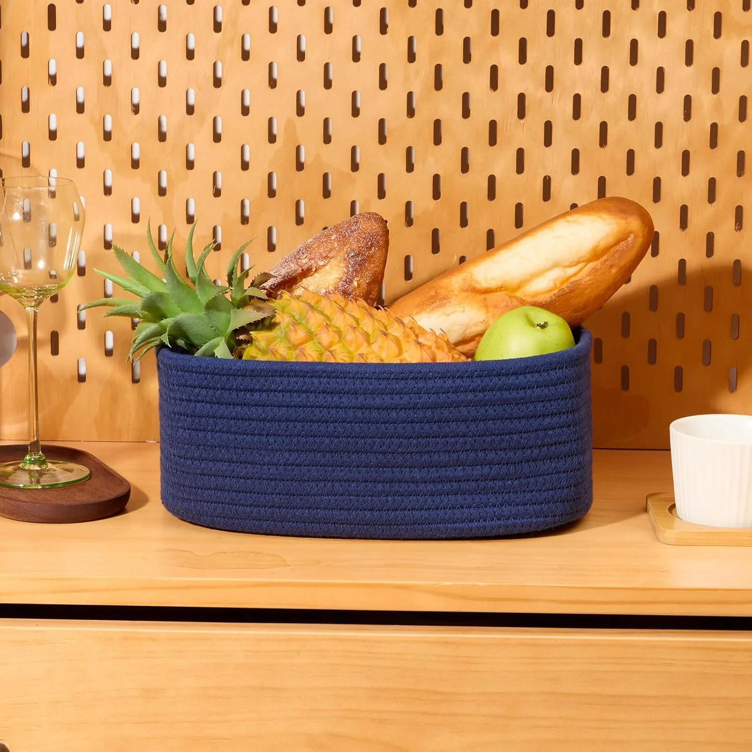 AllWays Plaza Small Storage Baskets for Organizing | Closet Organizer Bins | Shelf Toy Basket | Woven Rope Baskets | Cube Decorative Box | Shallow