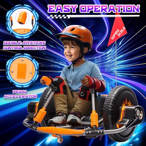 Electric Drifting Go Kart for Kids, 12V Outdoor Ride on Toys with 16-Inch Big Wheel, 360 Degree Spin, Speed of 4.66MPH, Dual Lever Steering