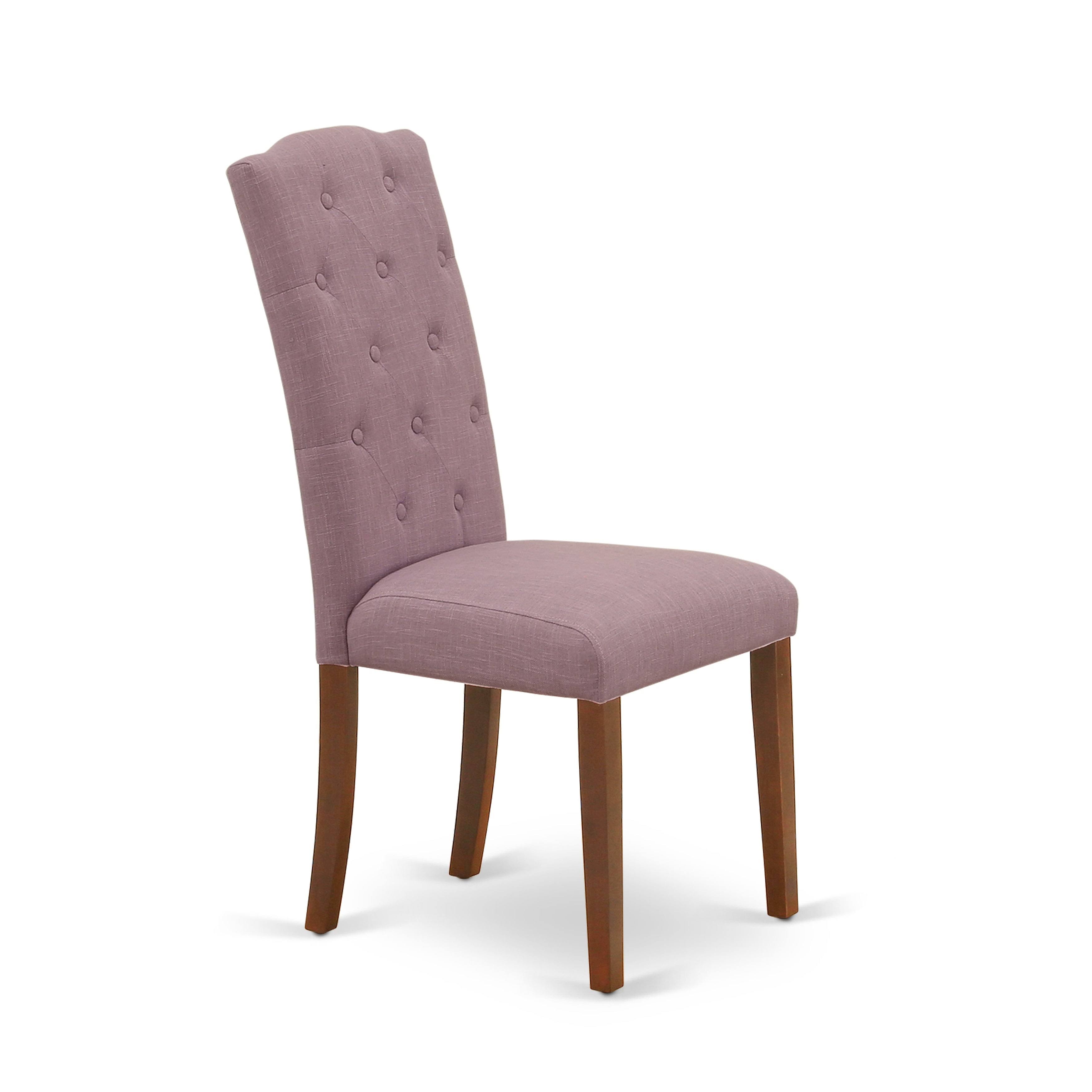 East West Furniture Hlce5-mah-10 5pc Dining Set Includes A Round Dinette Table and Four Parson Chairs with Dahlia Fabric, Mahoga