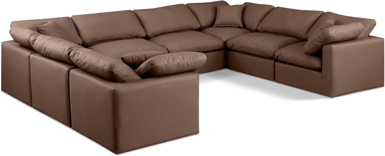 Meridian Furniture Indulge Collection Modern | Contemporary Sectional with Soft Durable Vegan Leather, Fiber-Filled Cushions, Modular