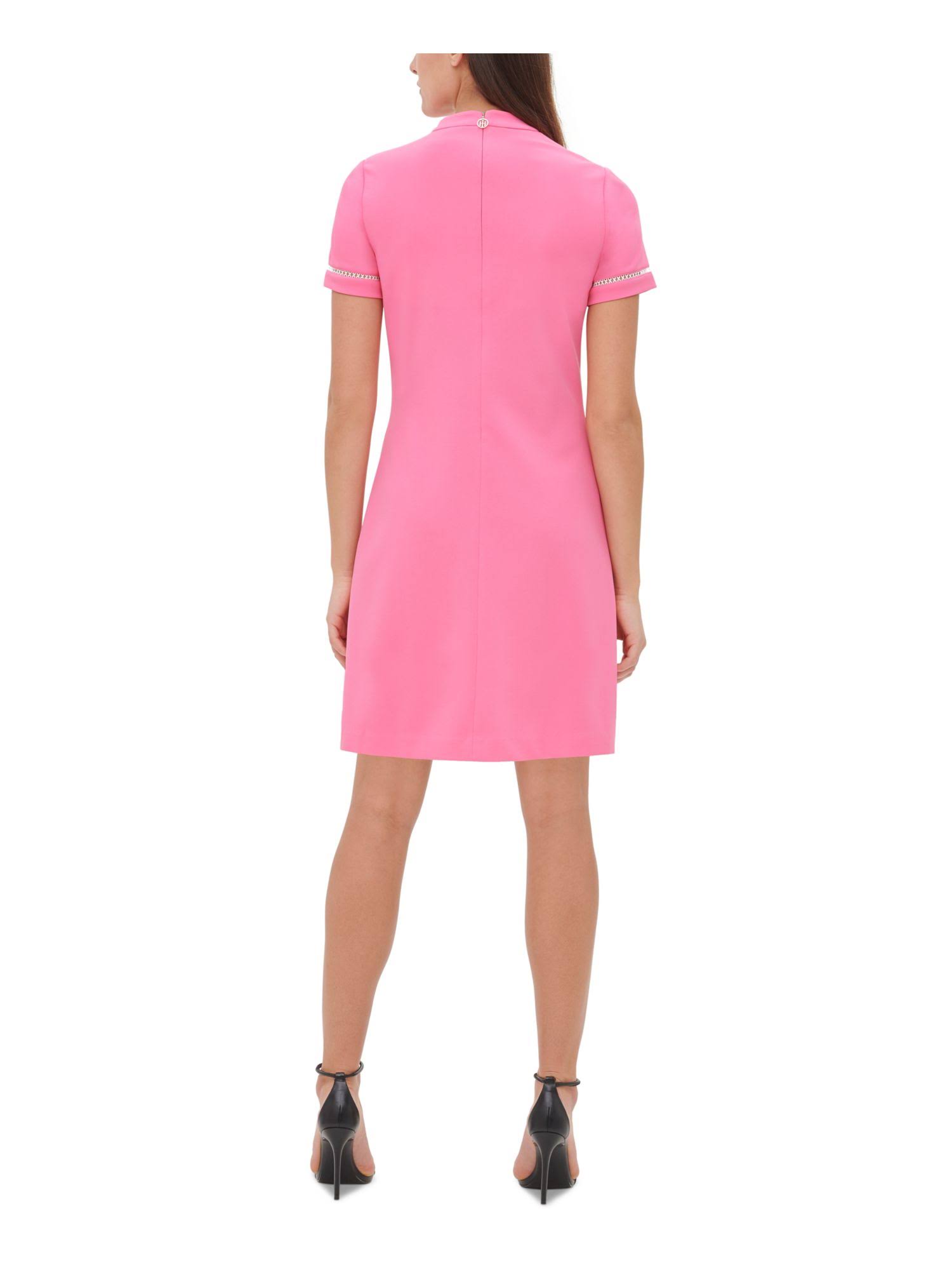 Tommy Hilfiger Contrast-Trim Scuba Crepe Dress - Dahlia
