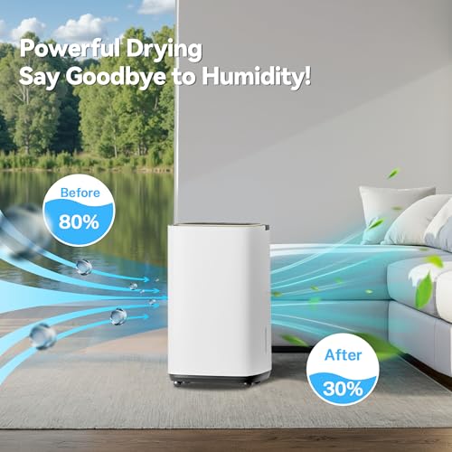 5000 Sq.Ft Dehumidifier, 50PT/24H Dehumidifiers with Hose for Basement, Large Compressor Dehumidifier for Home/Office/Bedroom/Laundry
