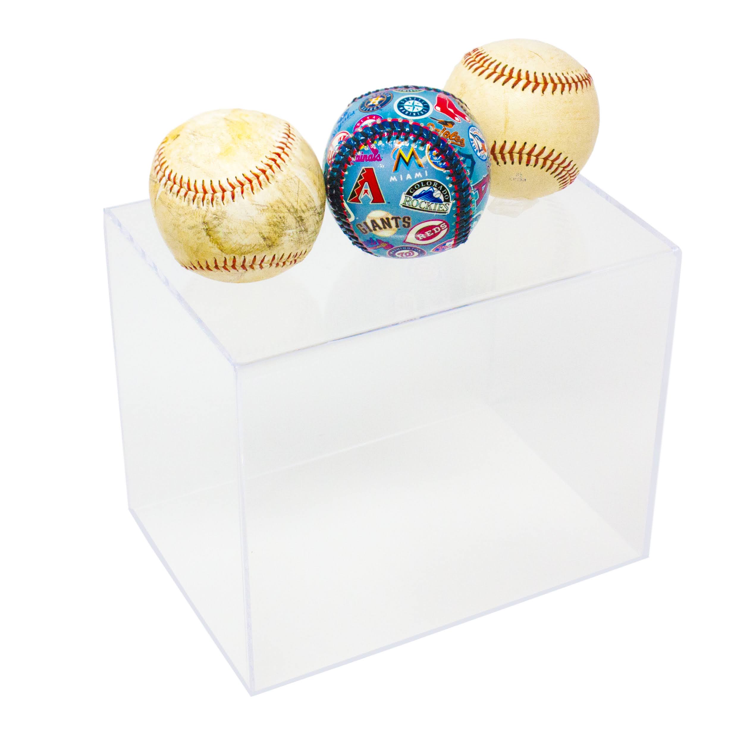 Versatile Deluxe Clear Acrylic Display Case - Small Rectangle Box with Black Risers 8.25 inch x 6 inch x 6.75 inch (a003-br)