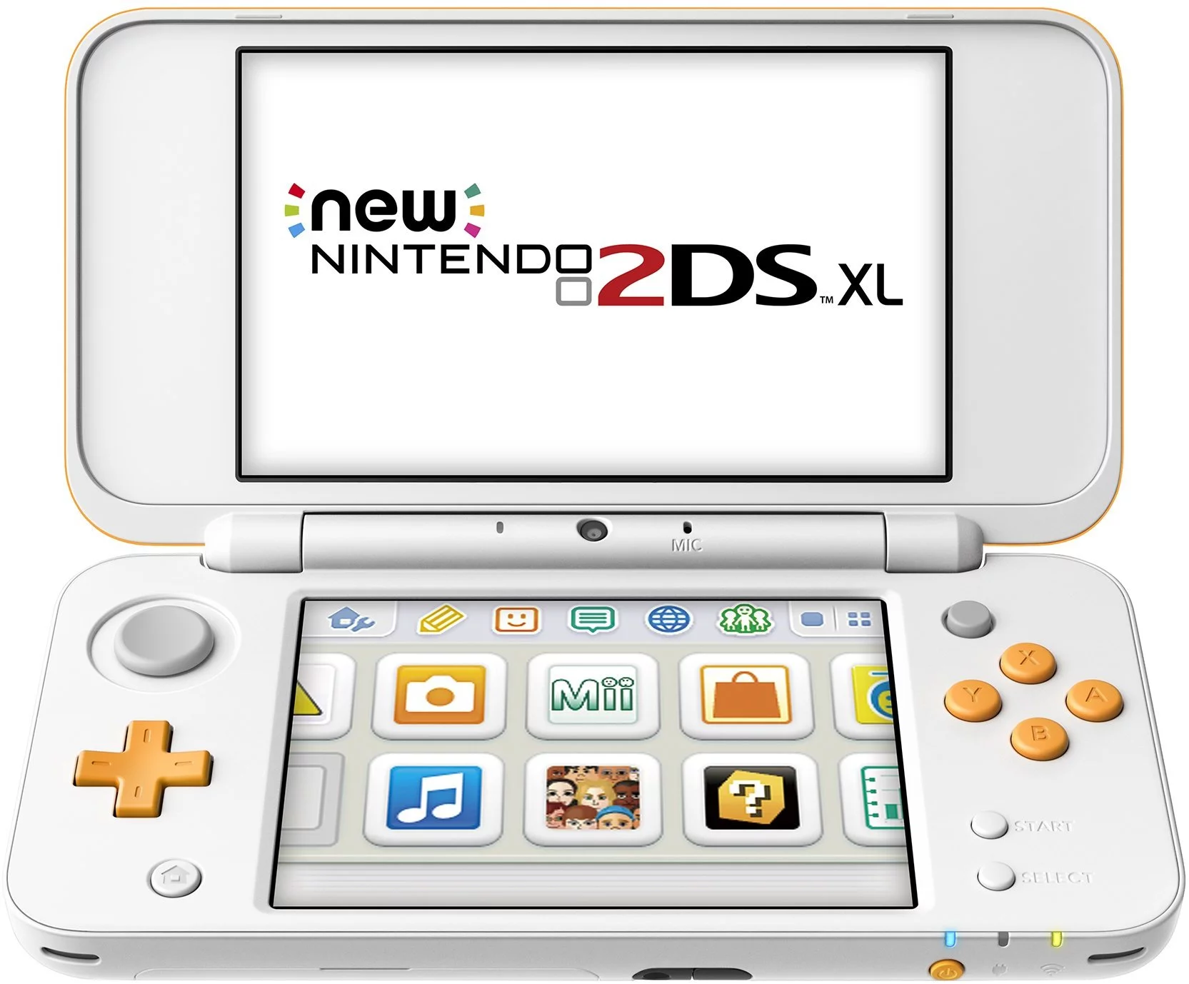 New Nintendo 2DS XL Portable Gaming Console, White & Orange
