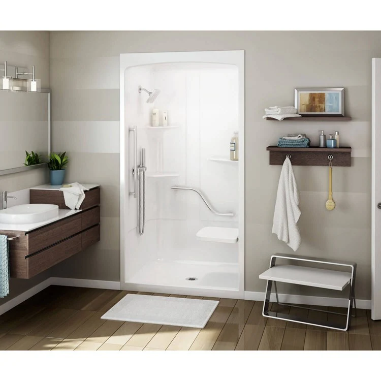 Shower Allia Rectangular White 48 x 34 Inch Acrylic Left Seat Center Drain