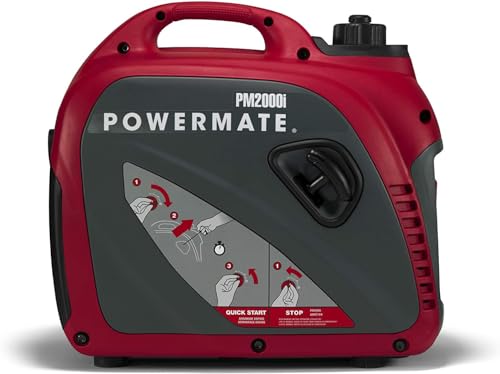 Powermate PM2000i 2,000-Watt Gas-Powered Portable Inverter Generator - Quiet Performance - Ideal for Home, Camping, RV and Outdoor Activites
