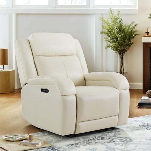 Watson & Whitely Genuine Leather Power Recliner Chairs for Adults, Wall Hugger RV Recliner with Power Headrest & Charging Ports