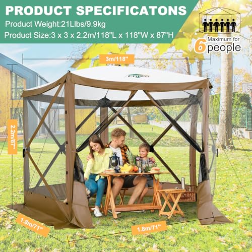 COBIZI 12x12ft Pop up Gazebo Screen Tent Screen House for Camping, Camping Outdoor Screened Gazebo, Canopy Tent