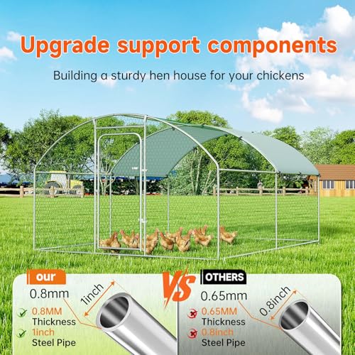 Chicken Coop Large Metal Chicken Run Poultry Cage with Water-Resident and Anti-UV Cover for Duck Rabbit House Outdoor Walk-in Chicken Pen for Yard