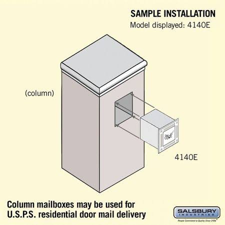 Salsbury Industries 4140E-BLK Cast Aluminum Column Mailbox - Non-Locking - Eagle Door - Black