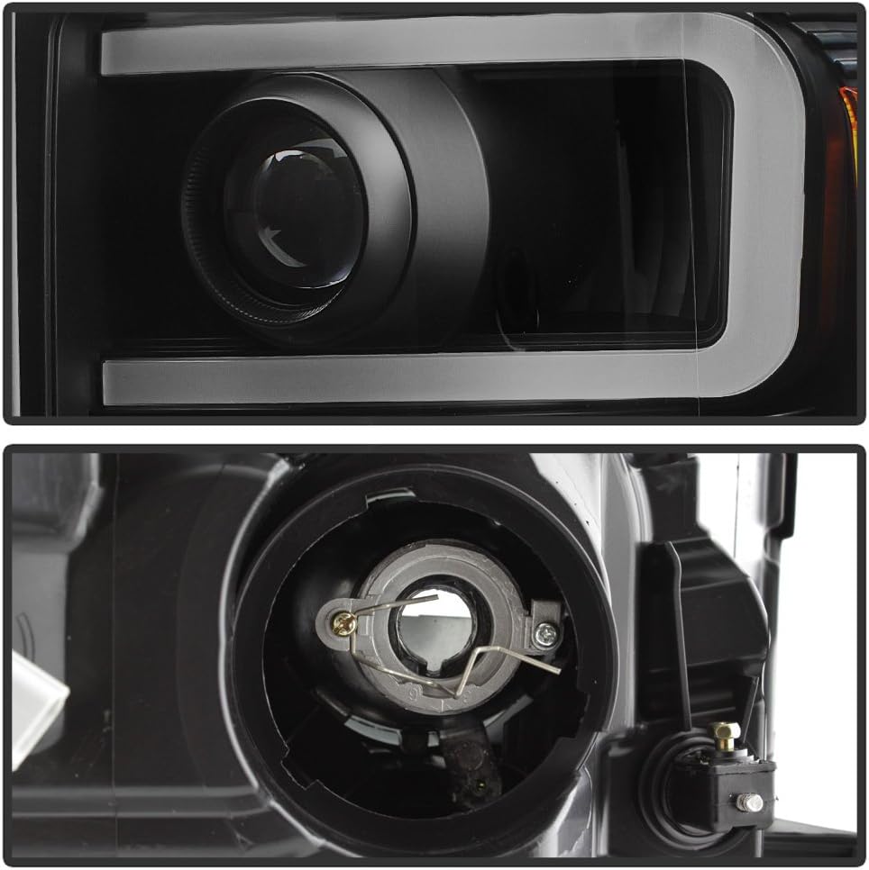 ACANII - For Black Smoke 2011-2016 Ford F250 F350 SuperDuty LED DRL Tube Projector Headlights Driver + Passenger Side