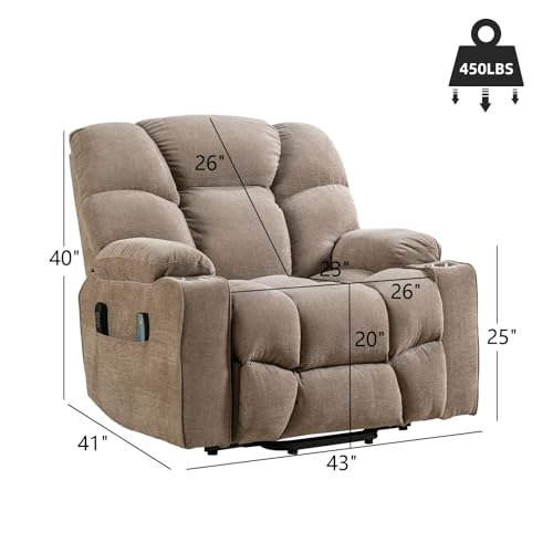 CANMOV Oversized Power Lift Recliner Chair for Elderly, Dual Motor Electric Heavy Duty Lift Recliner with Massage, Heating, USB Port