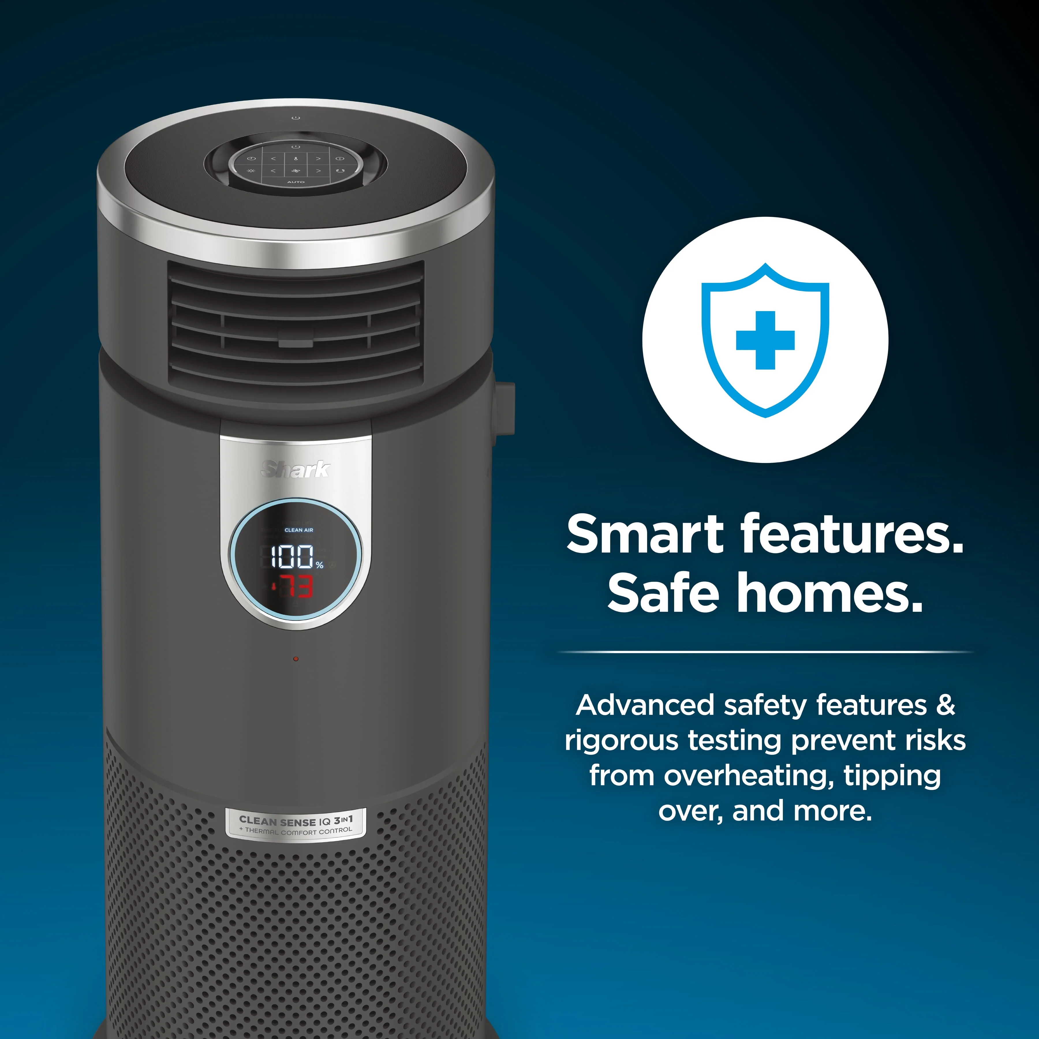 Shark Air Purifier with Nanoseal HEPA, Cleansense IQ, Odor Lock, Cleans up to 500 Sq. Ft, Charcoal Grey, HP100