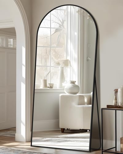 Full Length Mirror, 76"x34" Arched Floor Mirror Freestanding, Floor Standing Full Body Mirror with Stand for Bedroom