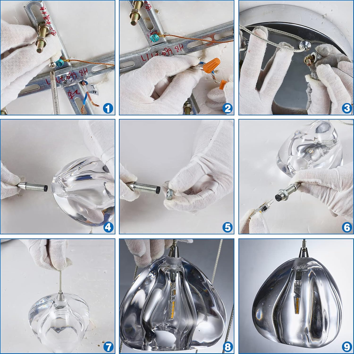 Modern Crystal Chandelier High Ceiling Long Raindrop Ceiling Light 7-Lights Large Foyer Chandelier for Staircase Living Room Entryway G4 Bulb H98.4 x