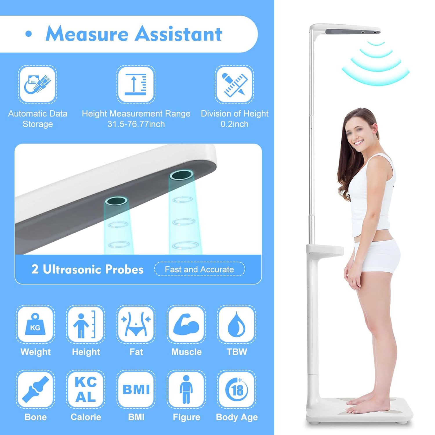 Medical Digital Scales for Body Weight and Height Multifunctional Physician Scale Professional Doctor Office Scale 440Lbs Capacity Display Weight