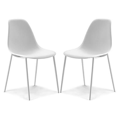 POLY & BARK Isla Modern Kitchen Chairs Set of 4 - Plastic Dining Chair with Metal Legs