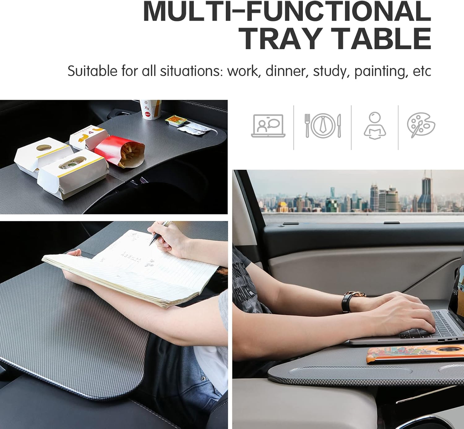 nhmtech Tesla Model 3 Model Y Foldable Laptop Working Table for Working Tray Eat Lunch in Car Tray Table for Driver. Pack of 2